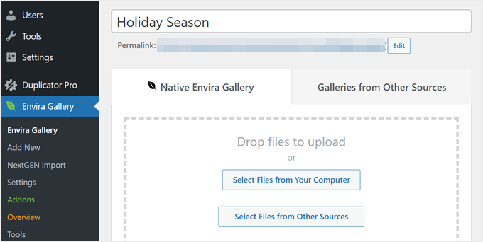 如何在 WordPress 中将 NextGEN Gallery 切换到 Envira Gallery add-new-files-envira-min20251120_ -7