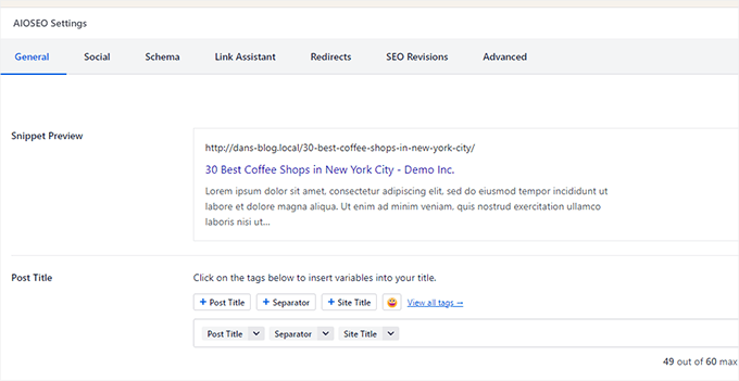 如何使用 WordPress 区块编辑器（Gutenberg 教程） aioseo-settings-example20251114_ -18