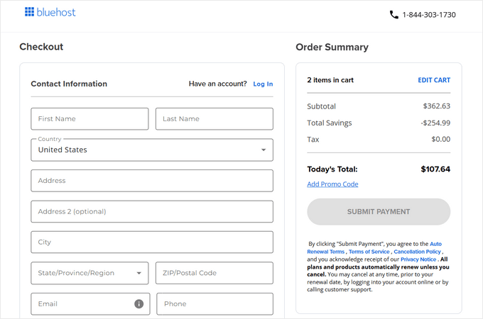 如何正确地从 Wix 切换到 WordPress（分步指南） bluehost-account-details20251108_ -5