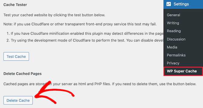 如何清除 WordPress 缓存（分步指南） clear-wp-super-cache20251107_ -6