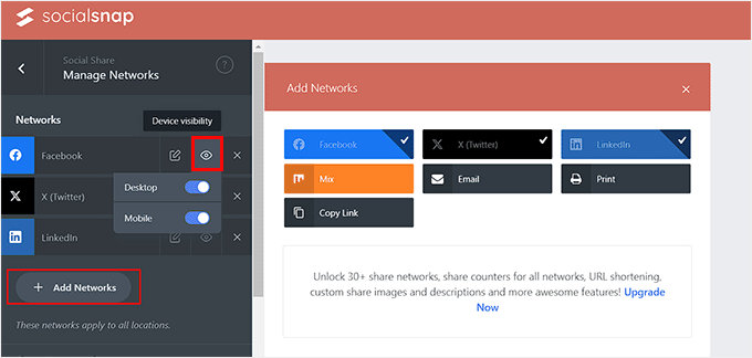 如何在 WordPress 中添加社交分享按钮（4 种简单方法） click-add-network-button20251114_ -25