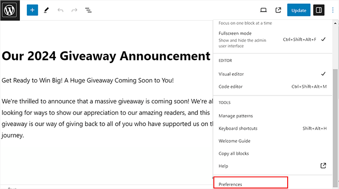 如何在 WordPress 中移除区块（4 种简单方法） click-preferences20251114_ -3