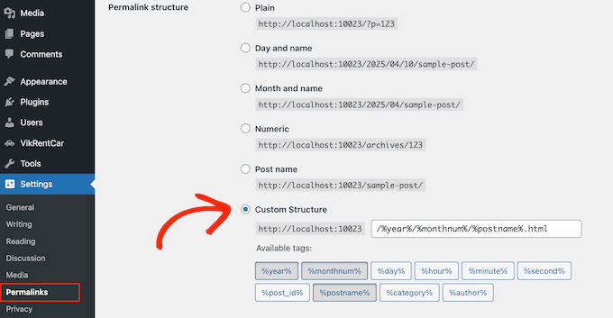 如何在不损失谷歌排名的情况下从 Blogger 切换到 WordPress custom-permalinks-wordpress20251108_ -9