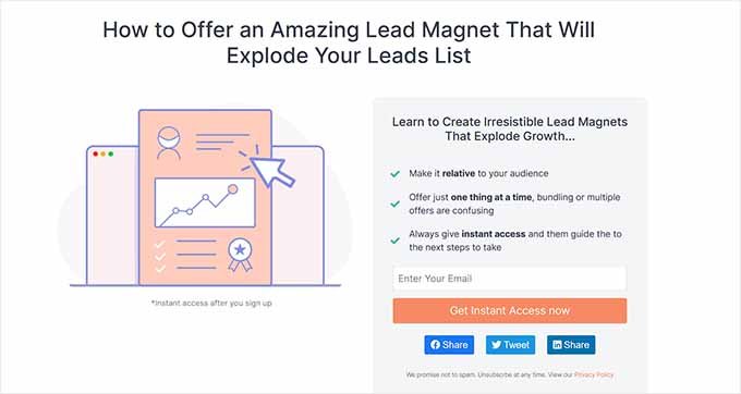 如何在 WordPress 中添加社交分享按钮（4 种简单方法） landing-page-with-social-sharing-block20251114_ -48