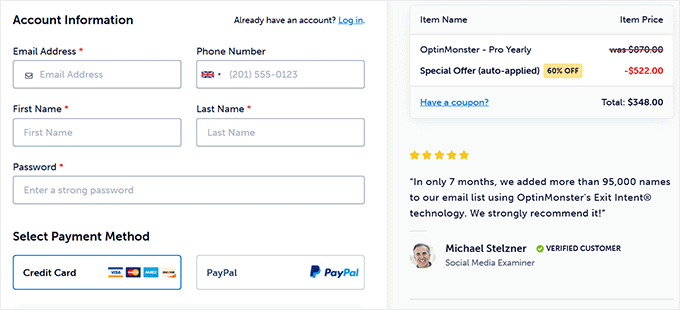 如何在 WooCommerce 中创建更快捷的结账流程（9 个专家技巧） optinmonster-checkout-page20251109_-1 -5