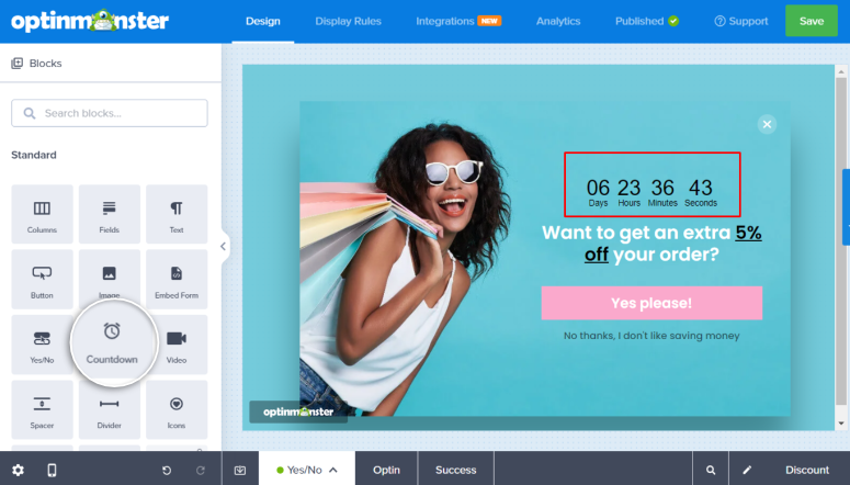 OptinMonster评测：如何提高潜在客户数量、转化率和品牌知名度？ optinmonster-countdown20251118_ -21