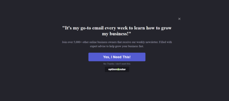 OptinMonster评测：如何提高潜在客户数量、转化率和品牌知名度？ optinmonster-full-screen-popup20251118_ -23