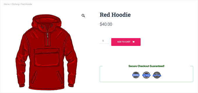如何在 WordPress 的结账页面添加信任徽章（并提升销量） preview-of-trust-badges-added-with-merchant20251109_ -24