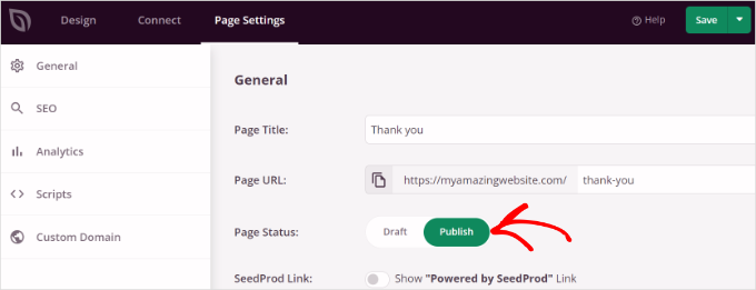 如何在 WordPress 中创建感谢页面 seedprod-publish-your-thank-you-page20251114_ -9