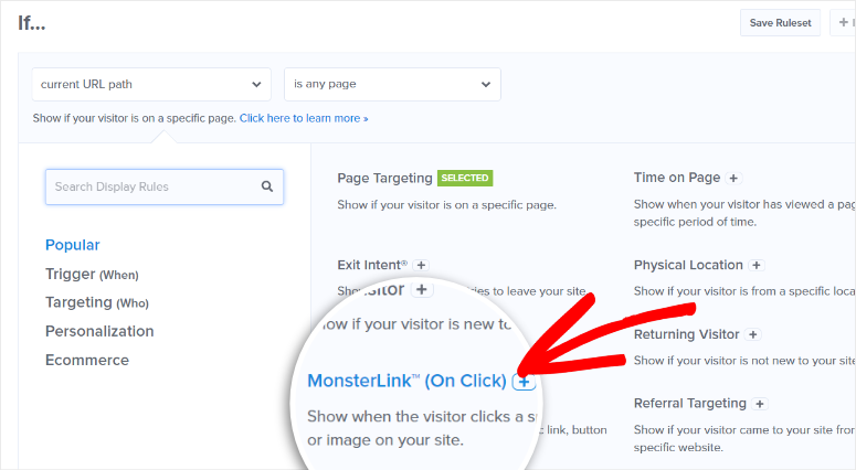 OptinMonster评测：如何提高潜在客户数量、转化率和品牌知名度？ select-monsterlink-display-rule20251118_ -15