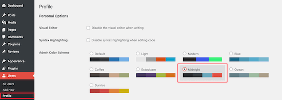 如何为您的 WordPress 网站选择完美的配色方案 select-new-admin-color-scheme20251114_ -8