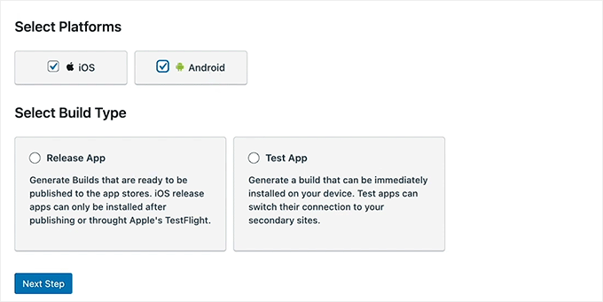 WordPress网站转换成了移动应用——以下是我学到的经验 select-platforms-and-build-type-in-buddyboss-app-120251114_ -59