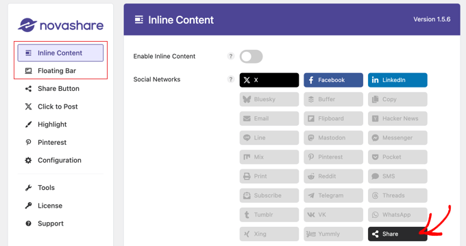 如何在 WordPress 中添加社交分享按钮（4 种简单方法） socialshare-novashare-add-share-button20251114_ -18