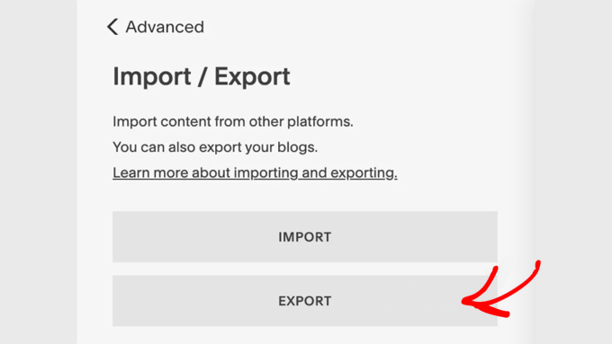如何正确地从 Squarespace 迁移到 WordPress squarespace-export-button20251108_ -4