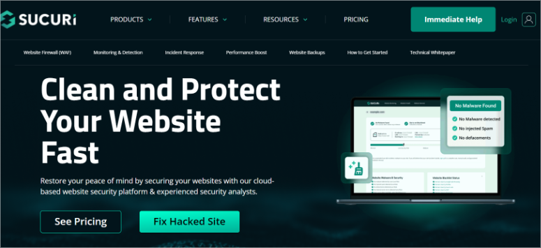8 款 WordPress 防火墙插件:真正有效的插件 sucuri-homepage20251119_ -2 8 款 WordPress 防火墙插件:真正有效的插件 sucuri-homepage20251119_ -2