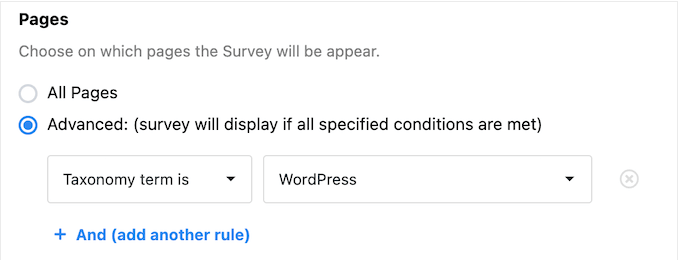 UserFeedback 评测：它是否是适合您的调查插件？ survey-rule-category20251114_ -18