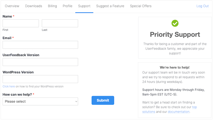 UserFeedback 评测：它是否是适合您的调查插件？ userfeedback-support-portal20251114_ -31