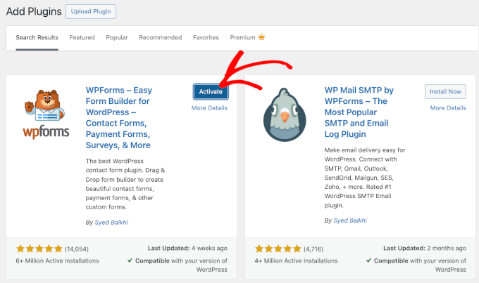如何安装 WordPress 插件——新手入门分步指南 wp-plugins-activate-wpforms20251114_ -3