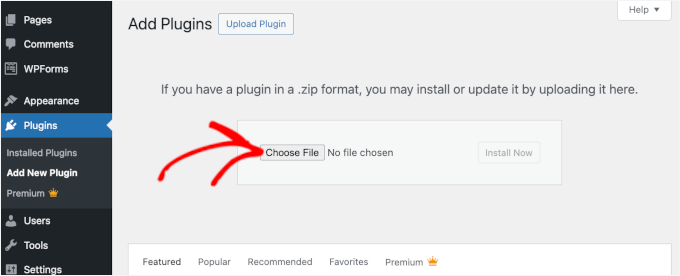 如何安装 WordPress 插件——新手入门分步指南 wp-plugins-addplugins-uploadplugin-choosefile20251114_ -5