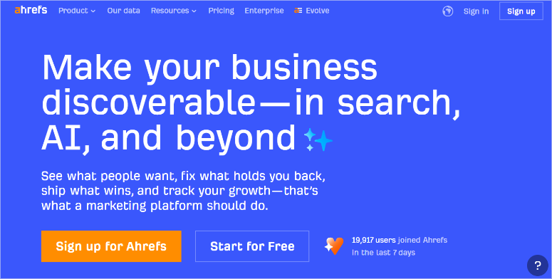 推荐给小型企业的 9 款页面优化工具 ahrefs-homepage20251201_ -13