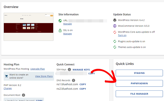 如何备份您的 WordPress 网站（终极指南） bluehost-phpmyadmin-quicklink-680-120251201_ -47