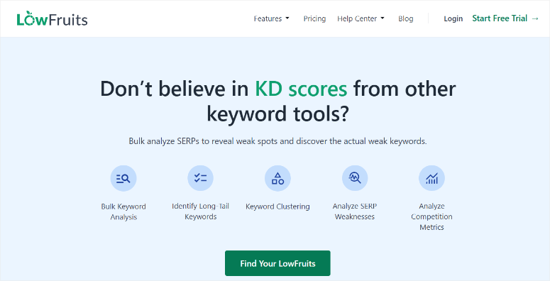 LowFruits评测：功能强大的关键词研究工具SEO工具 lowfruits-homepage20251201_-2 -2