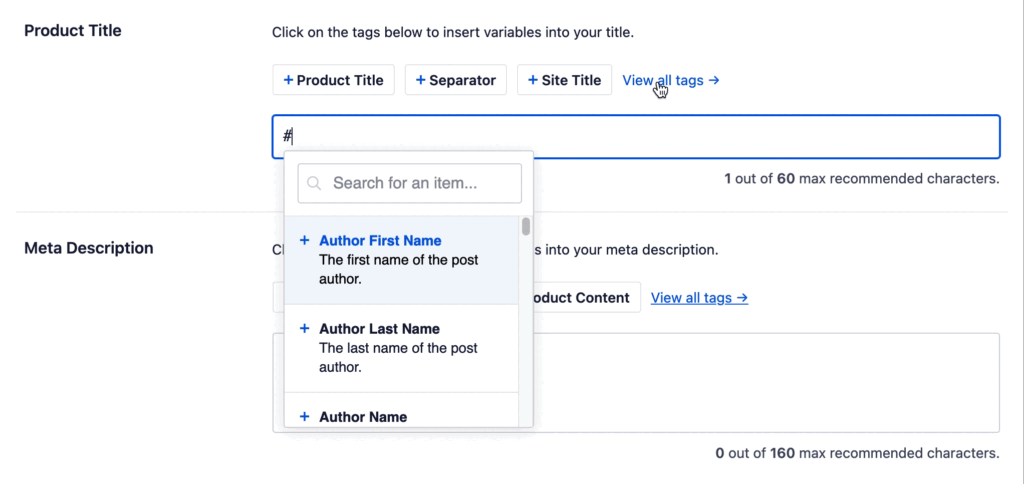 2025 年 WooCommerce SEO：如何大规模管理商店产品属性 smart-tag-in-all-in-one-seo-1024x48420251201_ -8