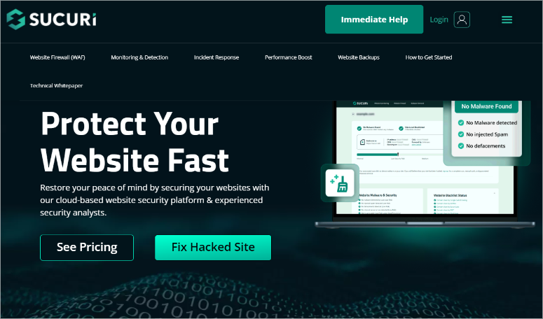 Solid Security (iThemes Security) 2025 年评测：这是最好的安全插件吗？ sucuri-homepage20251206_ -30